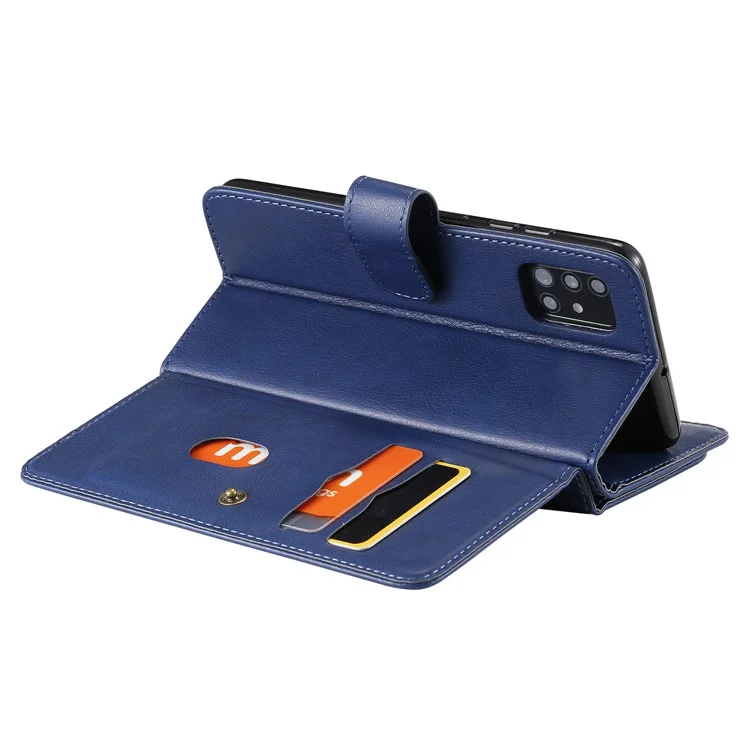 KT Multi-functional Series-1 10 Card Slots Leather Wallet Case for Samsung Galaxy A51 SM-A515 - Azul