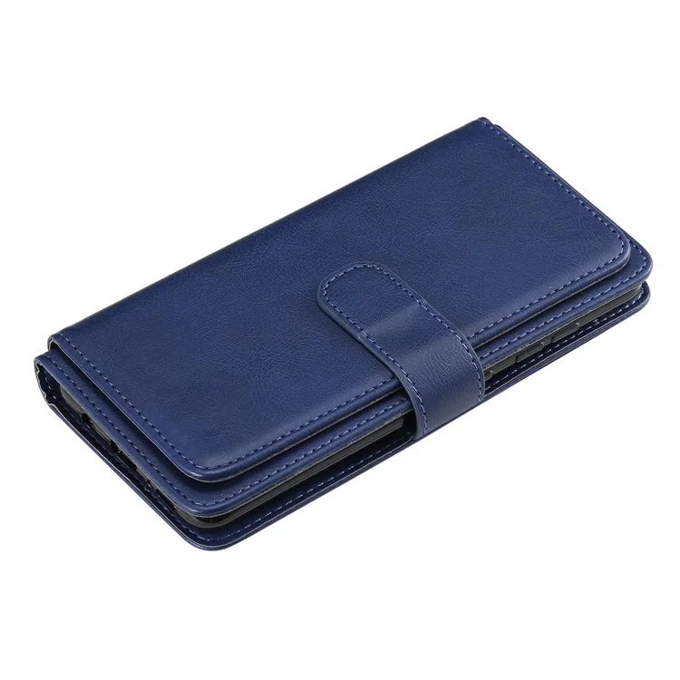 KT Multi-functional Series-1 10 Card Slots Leather Wallet Case for Samsung Galaxy A51 SM-A515 - Azul