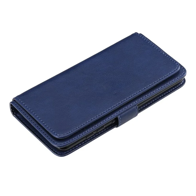 KT Multi-functional Series-1 10 Card Slots Leather Wallet Case for Samsung Galaxy A51 SM-A515 - Azul