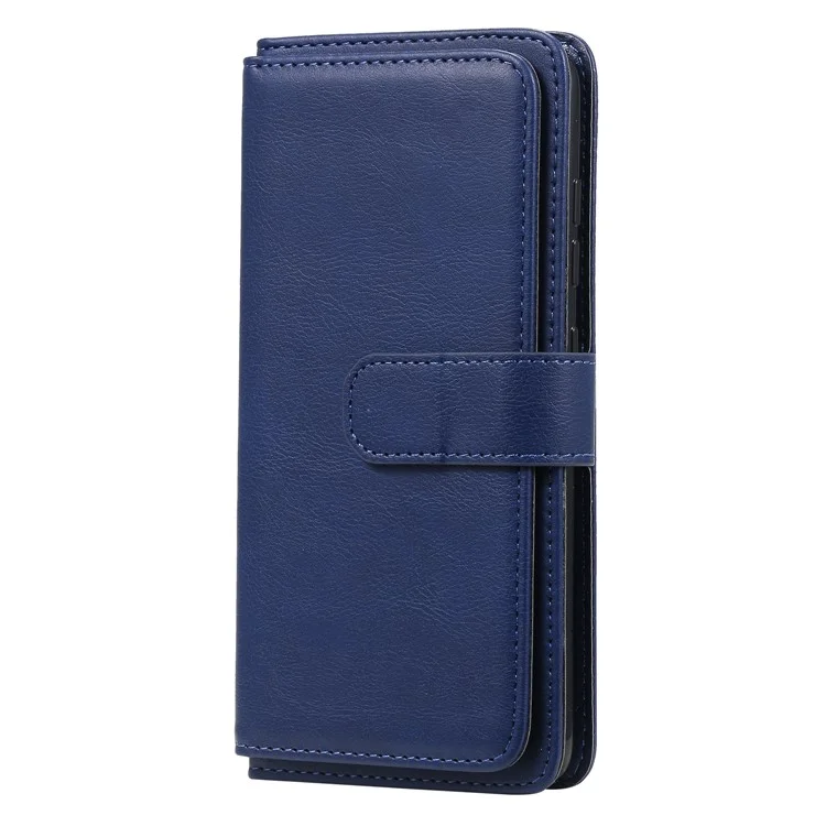 KT Multi-functional Series-1 10 Card Slots Leather Wallet Case for Samsung Galaxy A51 SM-A515 - Azul