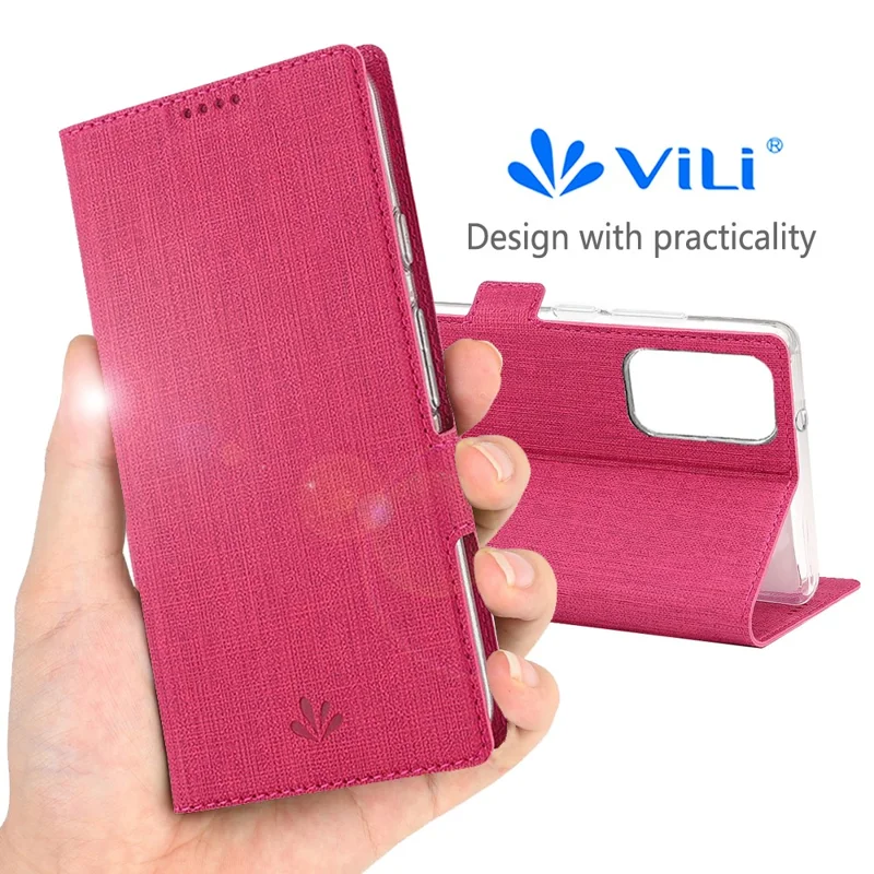 VILI DMK Cross Texture Double Magnetic Clasp Leather Wallet Case for Samsung Galaxy A31 - Pink