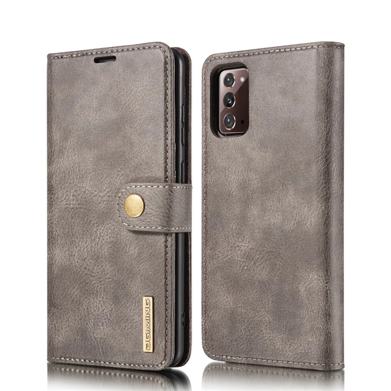 DG.MING Detachable 2-in-1 PC Back Cover + Split Leather Case for Samsung Galaxy Note20 / Note20 5G - Grey