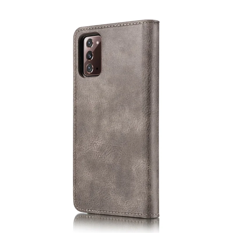 DG.MING Detachable 2-in-1 PC Back Cover + Split Leather Case for Samsung Galaxy Note20 / Note20 5G - Grey