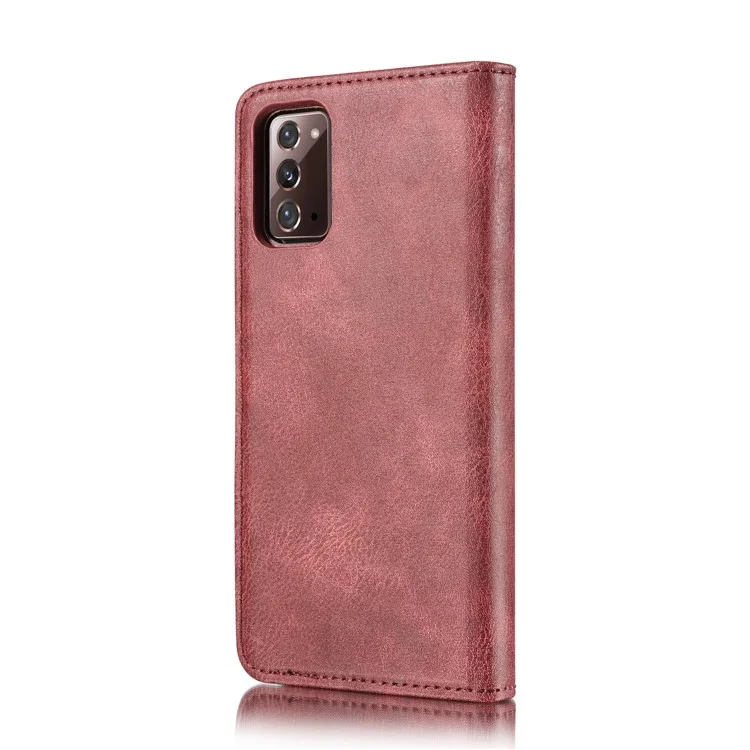 DG.MING Detachable 2-in-1 PC Back Cover + Split Leather Case for Samsung Galaxy Note20 / Note20 5G - Red