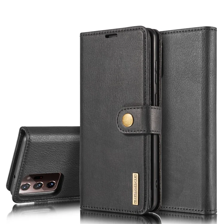 DG.MING Para Samsung Galaxy Note20 Ultra / Note20 Ultra 5G Carteira Capa de Telefone Destacável 2 em 1 Capa de Couro à Prova de Choque Flip Protective - Preto
