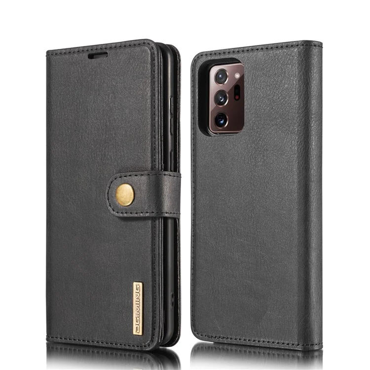 DG.MING For Samsung Galaxy Note20 Ultra / Note20 Ultra 5G Wallet Phone Case Detachable 2 in 1 Leather Shell Shockproof Flip Protective Cover - Black