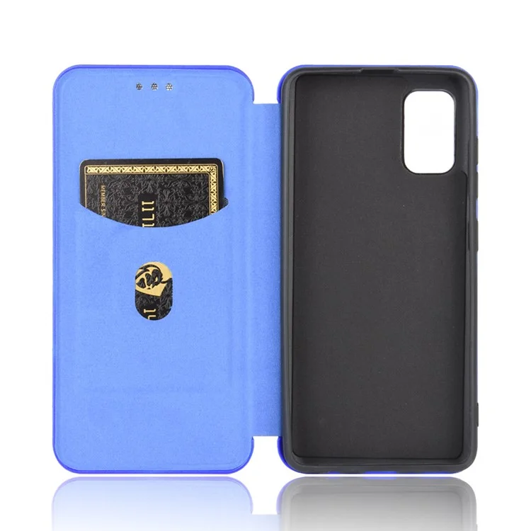 Shell in Pelle in Pelle in Fibra di Carbonio Per Samsung Galaxy A31 - Blu