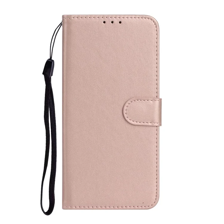 Solid Color Leather with Wallet Cover for Samsung Galaxy A21s - Rose Gold