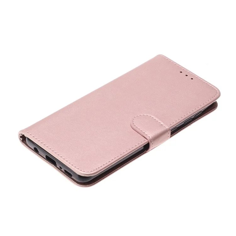 Solid Color Leather with Wallet Cover for Samsung Galaxy A21s - Rose Gold