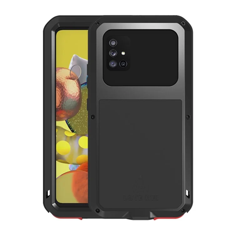 Love Mei Shockprouse Droppronation Dust-preshent Metal + Silicone + Reded Glass Phone Case Для Samsung Galaxy A71 5G SM-A716 - Черный
