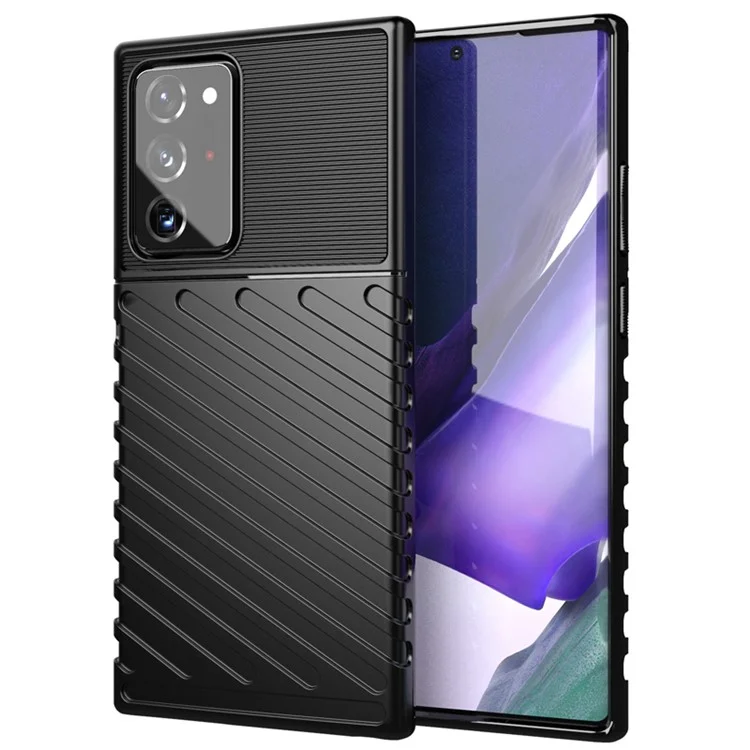 Capa de Textura de Tecido TPU da Série Thunder para Samsung Galaxy Note20 Ultra / Note20 Ultra 5G - Preta