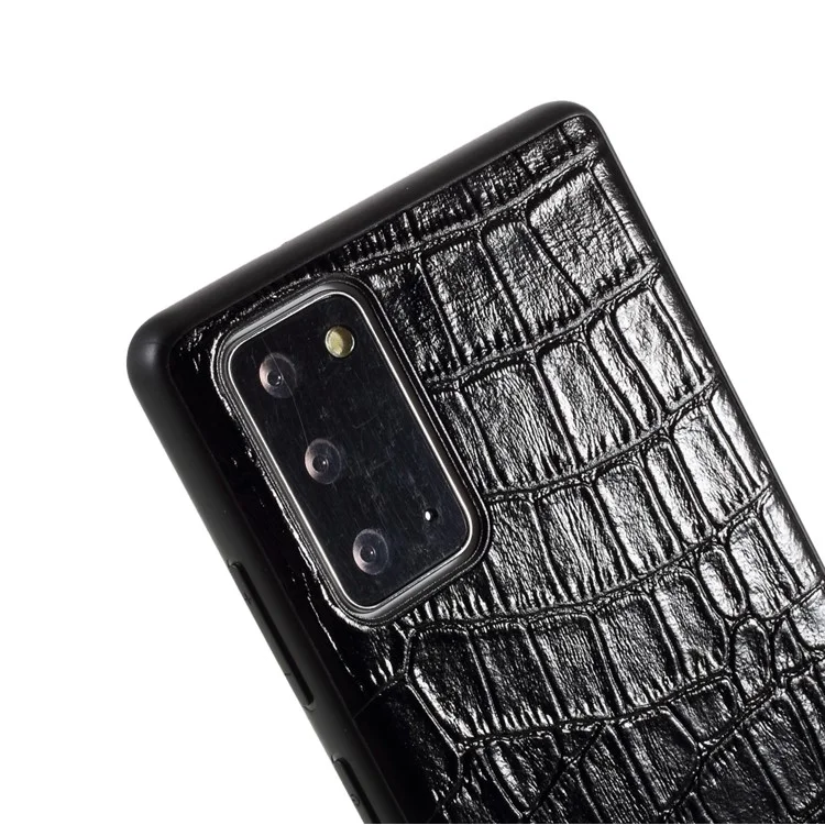 Crocodile Skin Top Layer Cowhide Leather Coated TPU Case for Samsung Galaxy Note20 4G/5G - Noir
