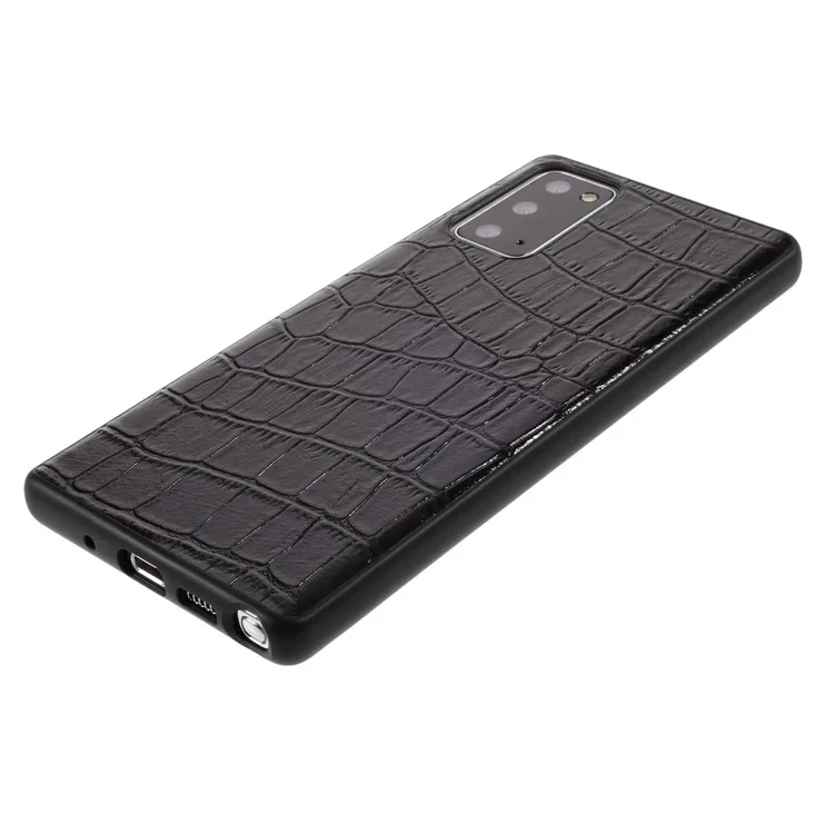 Crocodile Skin Top Layer Cowhide Leather Coated TPU Case for Samsung Galaxy Note20 4G/5G - Noir
