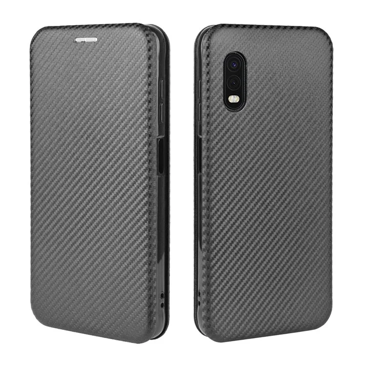 Capa de Couro com Textura de Fibra de Carbono Auto-absorvente para Samsung Galaxy Xcover Pro - Preto