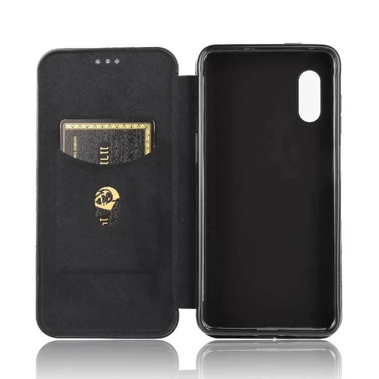 Capa de Couro com Textura de Fibra de Carbono Auto-absorvente para Samsung Galaxy Xcover Pro - Preto