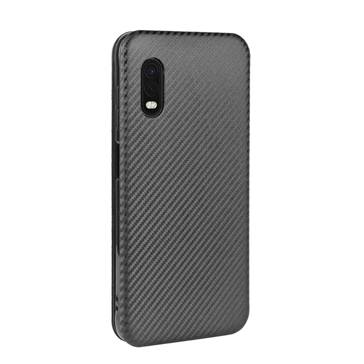Capa de Couro com Textura de Fibra de Carbono Auto-absorvente para Samsung Galaxy Xcover Pro - Preto