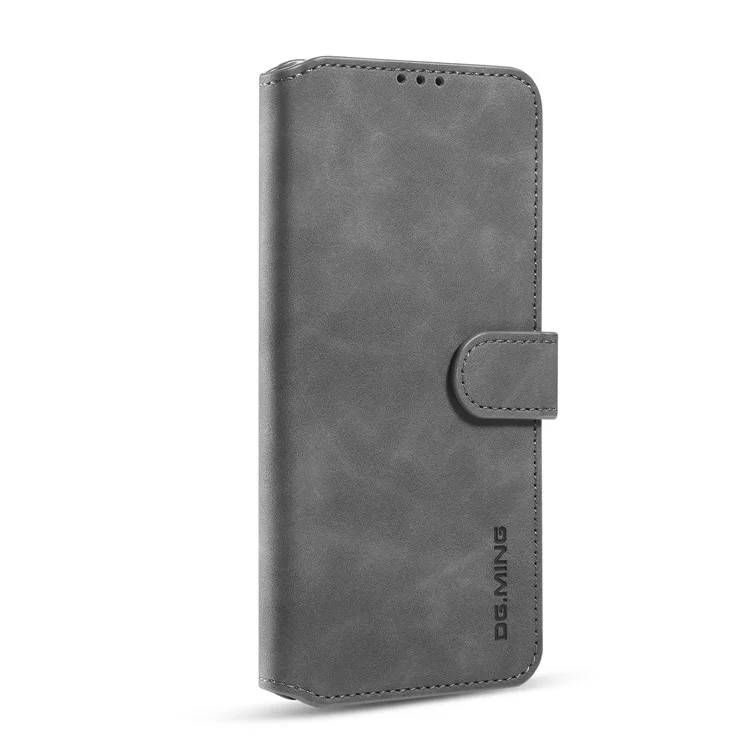 Dg. Ming Vintage PU Leather Wallet Stand Case Per Samsung Galaxy Note20 4G/5G - Grigio