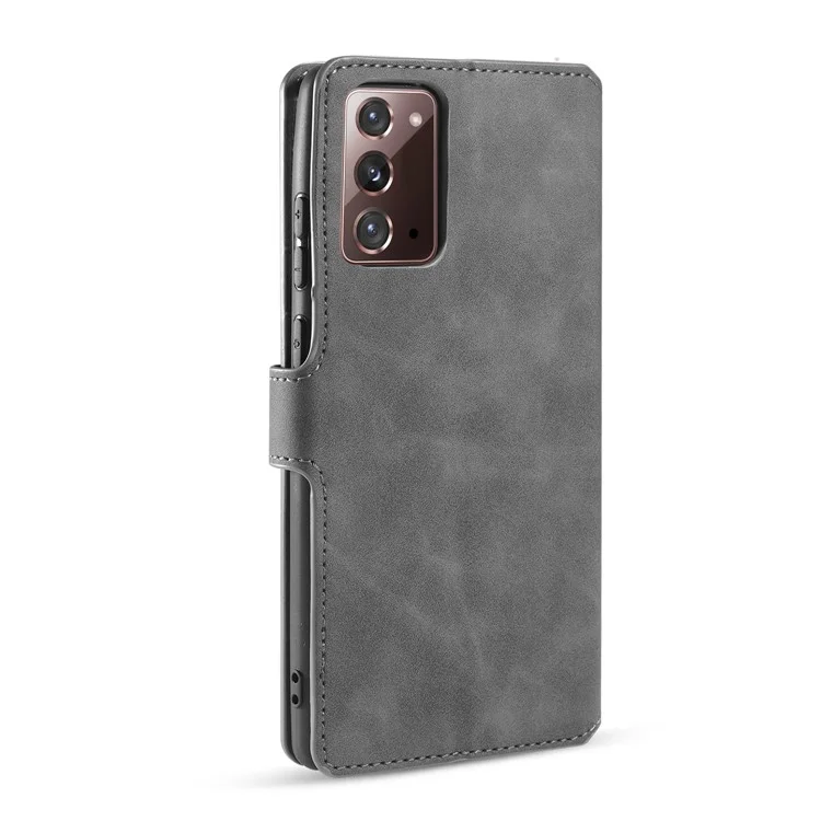 Dg. Ming Vintage PU Leather Wallet Stand Case Per Samsung Galaxy Note20 4G/5G - Grigio