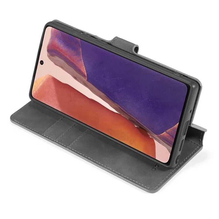 Dg. Ming Vintage PU Leather Wallet Stand Case Per Samsung Galaxy Note20 4G/5G - Grigio