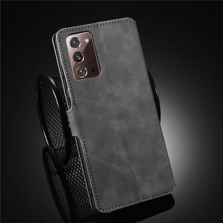 Dg. Ming Vintage PU Leather Wallet Stand Case Per Samsung Galaxy Note20 4G/5G - Grigio