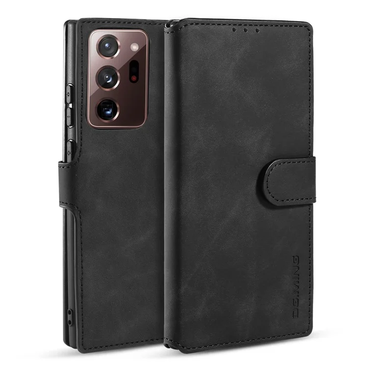 Дг. Ming Retro Leather Wallet Cover Для Samsung Galaxy Note20 Ultra/Note20 Ultra 5G - Черный