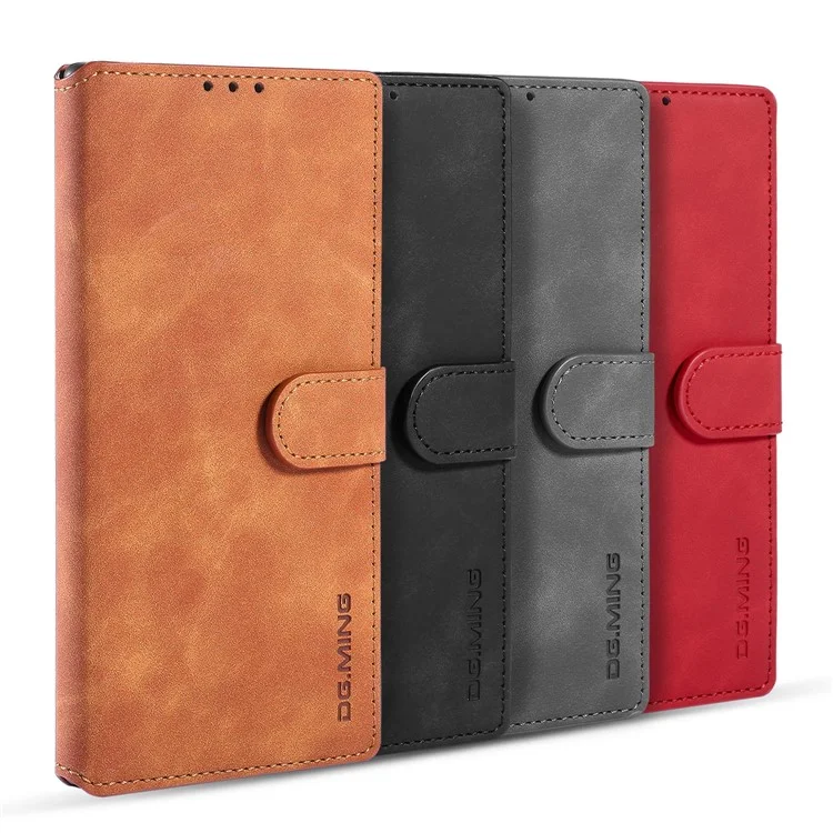 Дг. Ming Retro Leather Wallet Cover Для Samsung Galaxy Note20 Ultra/Note20 Ultra 5G - Черный