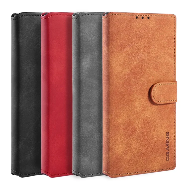 Дг. Ming Retro Leather Wallet Cover Для Samsung Galaxy Note20 Ultra/Note20 Ultra 5G - Черный