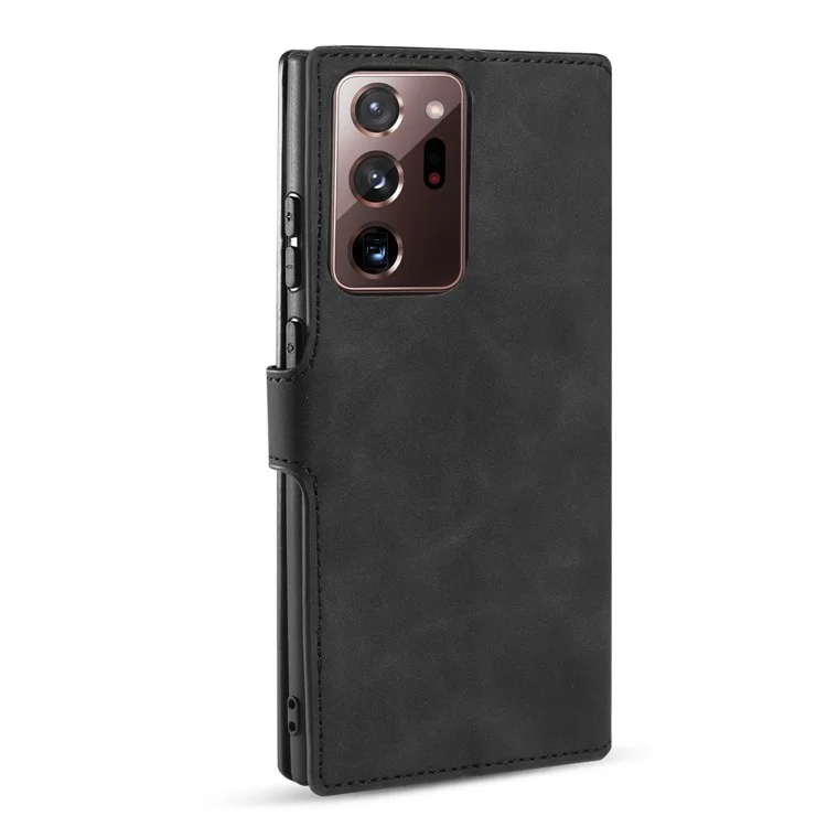 Дг. Ming Retro Leather Wallet Cover Для Samsung Galaxy Note20 Ultra/Note20 Ultra 5G - Черный