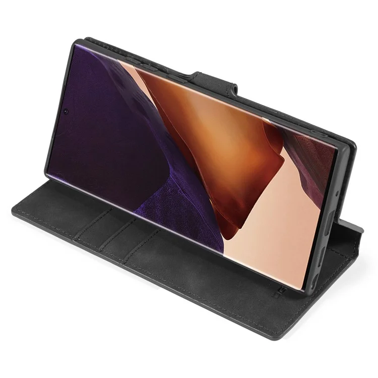 Дг. Ming Retro Leather Wallet Cover Для Samsung Galaxy Note20 Ultra/Note20 Ultra 5G - Черный