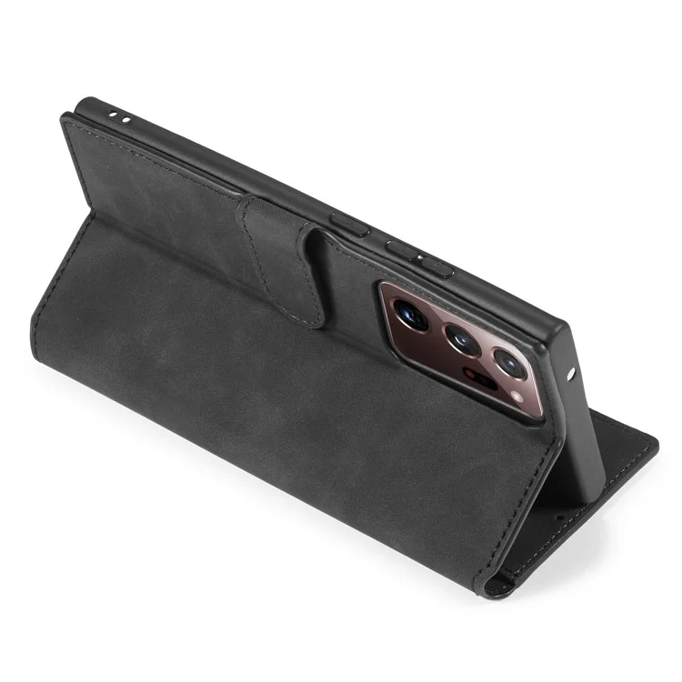 Дг. Ming Retro Leather Wallet Cover Для Samsung Galaxy Note20 Ultra/Note20 Ultra 5G - Черный
