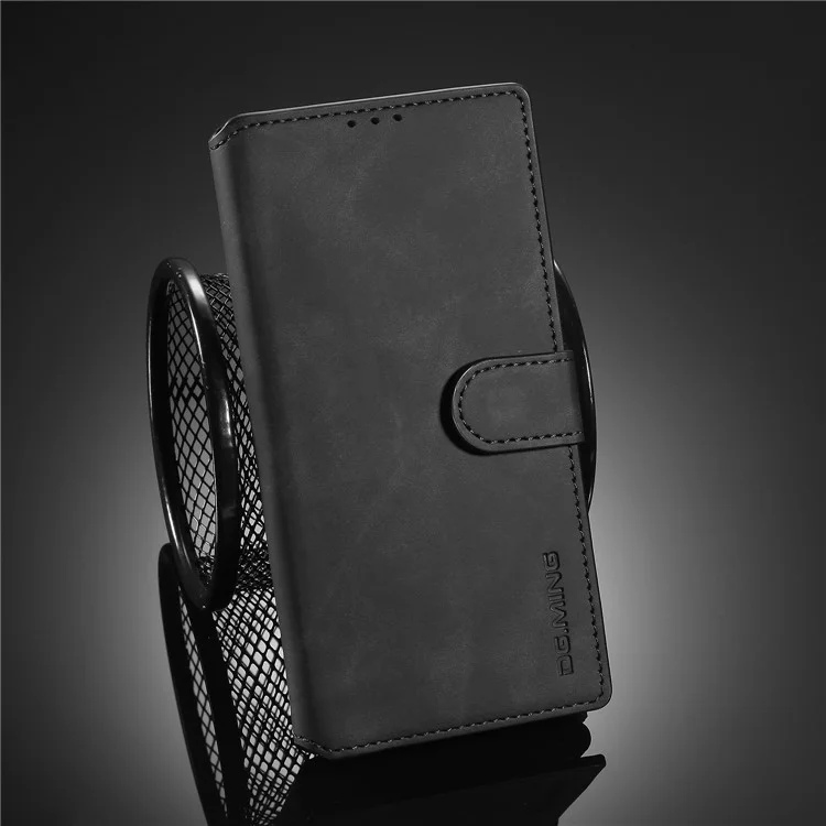 Дг. Ming Retro Leather Wallet Cover Для Samsung Galaxy Note20 Ultra/Note20 Ultra 5G - Черный