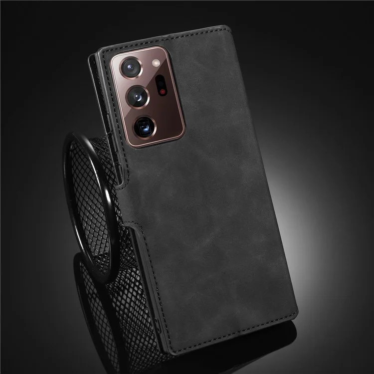 Дг. Ming Retro Leather Wallet Cover Для Samsung Galaxy Note20 Ultra/Note20 Ultra 5G - Черный