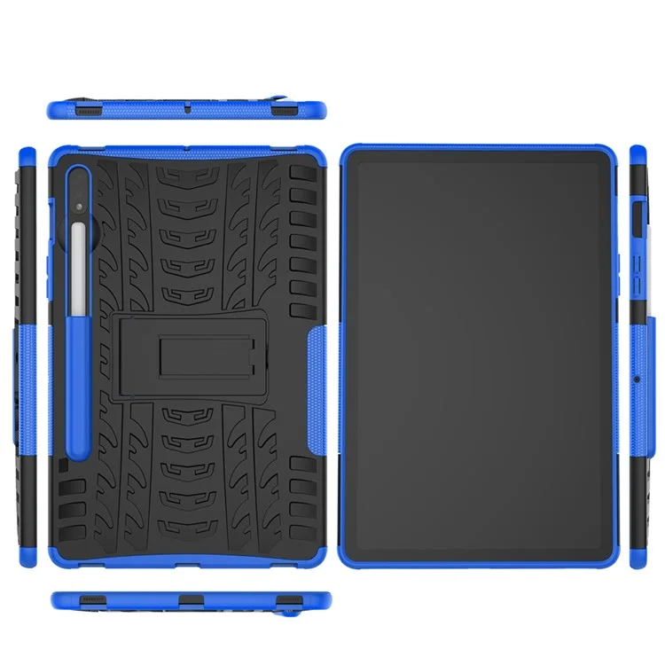 Anti-slip PC + TPU Combo Case with Kickstand for Samsung Galaxy Tab S9 / Tab S7 T870 / Tab S8 - Blue