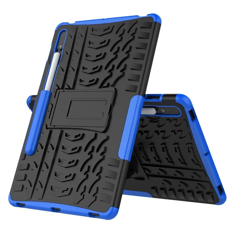 Anti-slip PC + TPU Combo Case with Kickstand for Samsung Galaxy Tab S9 / Tab S7 T870 / Tab S8 - Blue