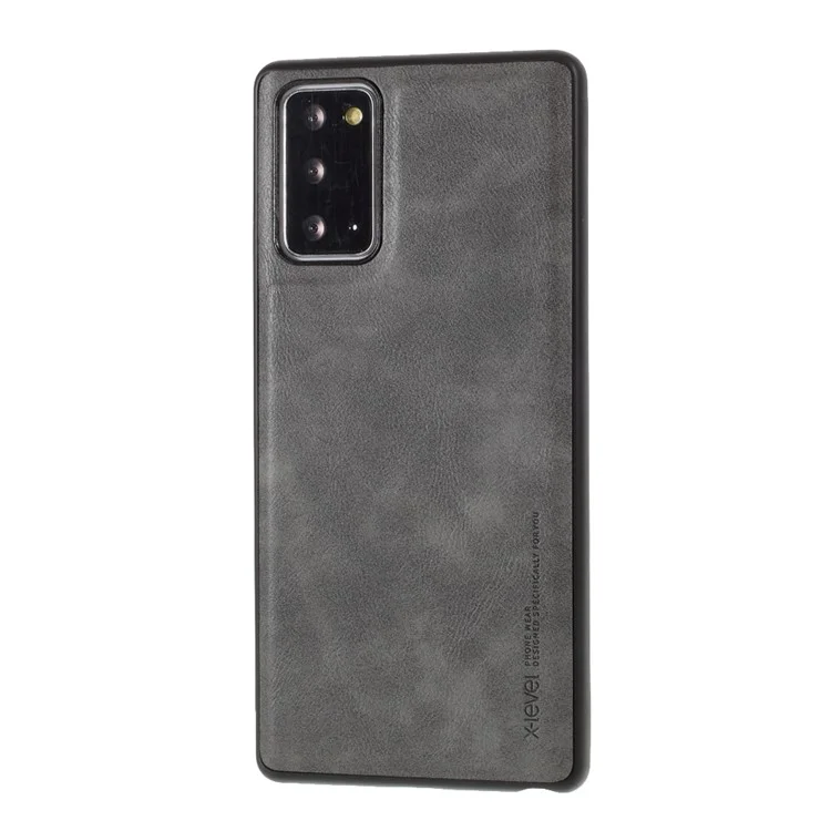 X-LEVEL Vintage Style PU Leder beschichteter TPU Schutzhülle für Samsung Galaxy Note20 4G/5G - Grau