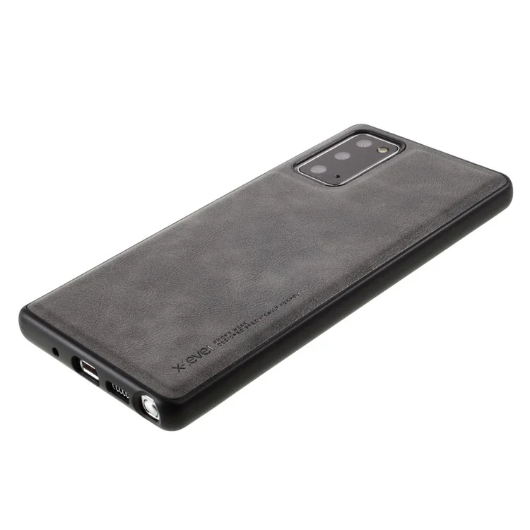X-LEVEL Vintage Style PU Leder beschichteter TPU Schutzhülle für Samsung Galaxy Note20 4G/5G - Grau