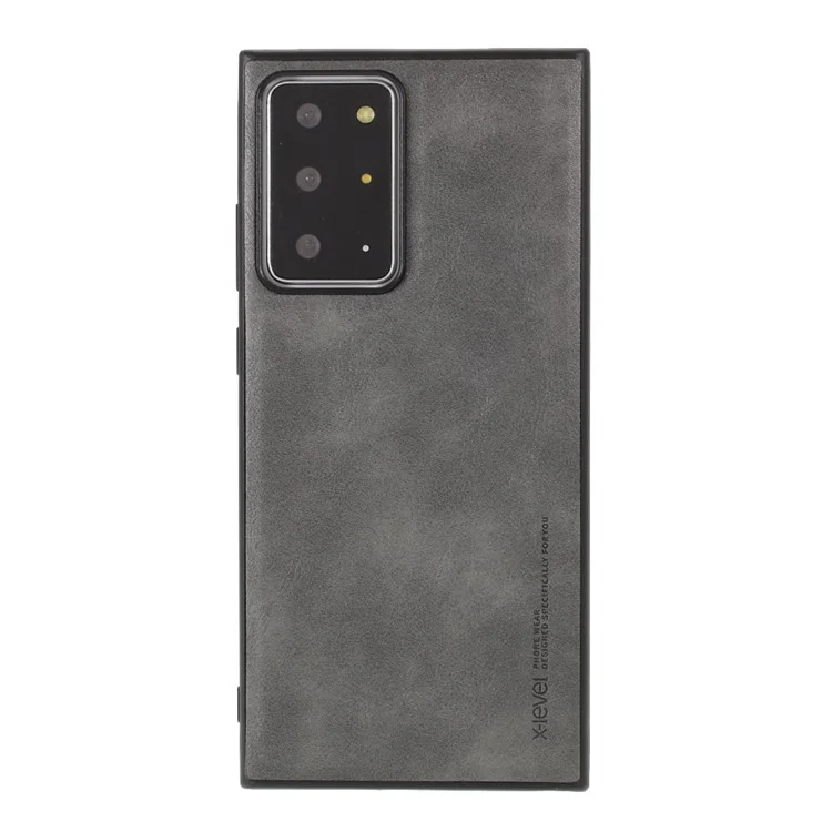 X-LEVEL Vintage Style PU Leather Coated TPU Shell Cover for Samsung Galaxy Note20 Ultra/Note20 Ultra 5G - Grey