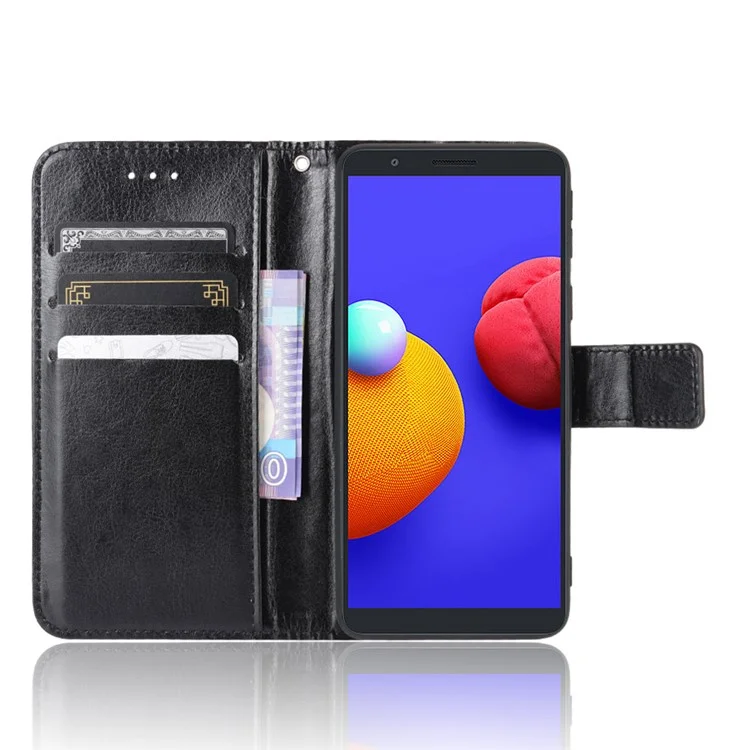 Crazy Horse Texture Wallet Stand in Pelle Custou di Telefono Per Samsung Galaxy A01 Core/M01 Core - Nero