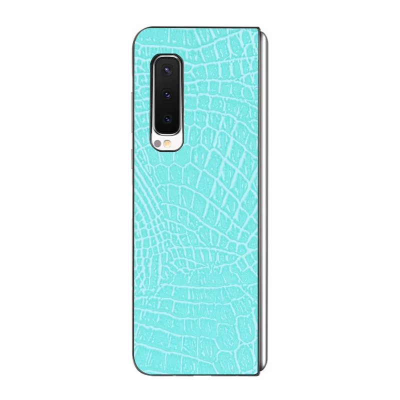 Étui Rigide en PC Avec Revêtement en Cuir PU Effet Crocodile pour Samsung Galaxy Fold 5G / Fold 4G / W20 5G - Bleu Ciel