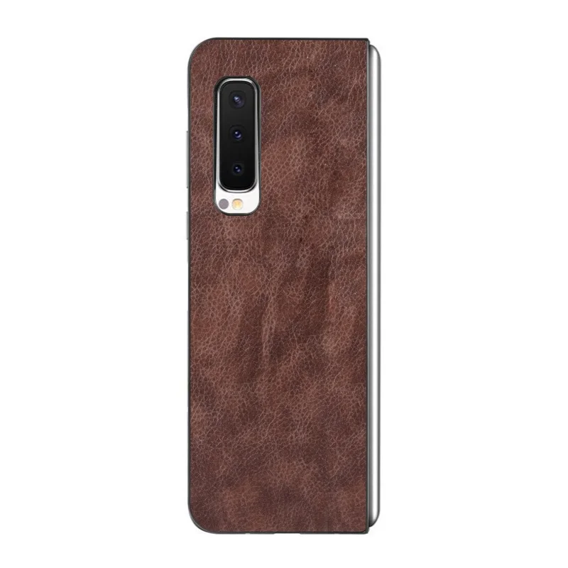 Litchi Skin Leather Coated PC Phone Back Shell for Samsung Galaxy Fold 4G / Fold 5G / W20 5G - Brown