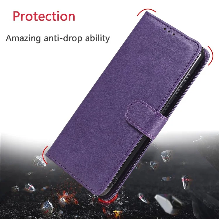 For Samsung Galaxy A21s Case 2 in 1 Detachable Magnetic Leather Wallet Mobile Cover with Strap - Purple