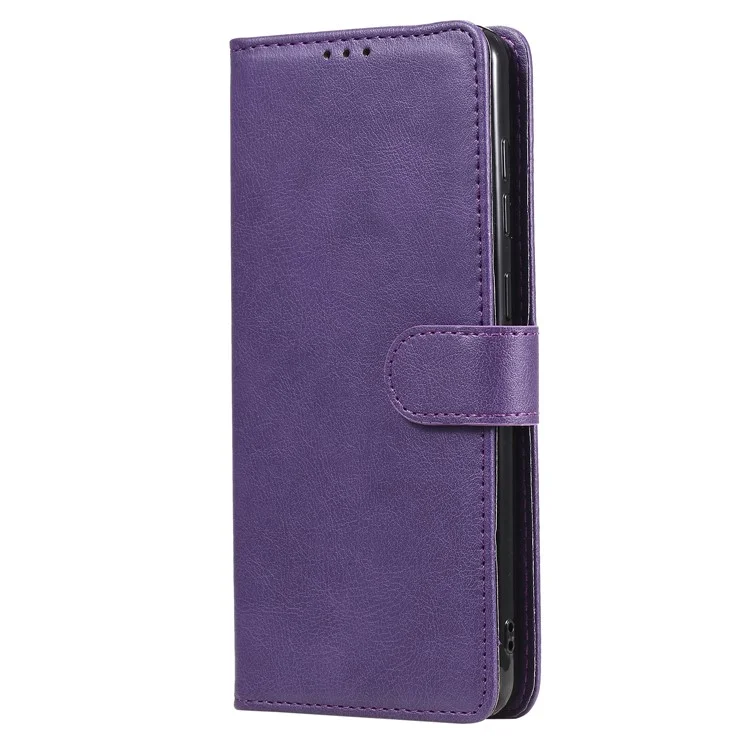 For Samsung Galaxy A21s Case 2 in 1 Detachable Magnetic Leather Wallet Mobile Cover with Strap - Purple