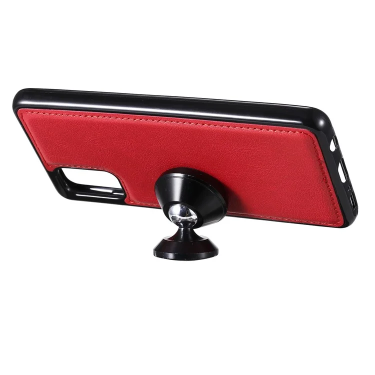 For Samsung Galaxy A41 (Global) Case 2 in 1 Detachable Magnetic Leather Wallet Mobile Cover with Strap - Red
