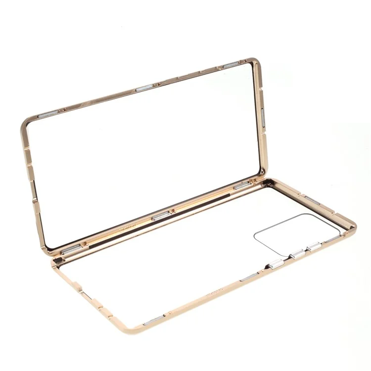 Double-sided Tempered Glass + Magnetic Adsorption Metal Frame Cover for Samsung Galaxy Note20 Ultra/Note20 Ultra 5G - Gold