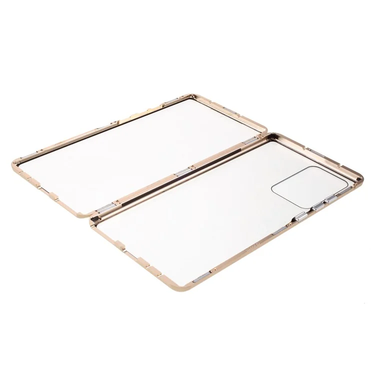 Double-sided Tempered Glass + Magnetic Adsorption Metal Frame Cover for Samsung Galaxy Note20 Ultra/Note20 Ultra 5G - Gold