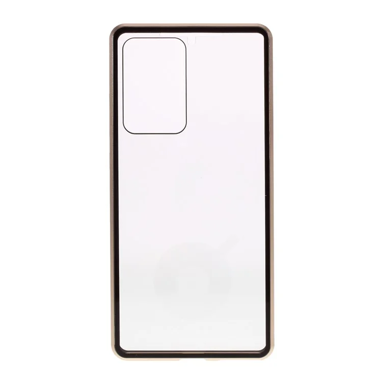 Double-sided Tempered Glass + Magnetic Adsorption Metal Frame Cover for Samsung Galaxy Note20 Ultra/Note20 Ultra 5G - Gold