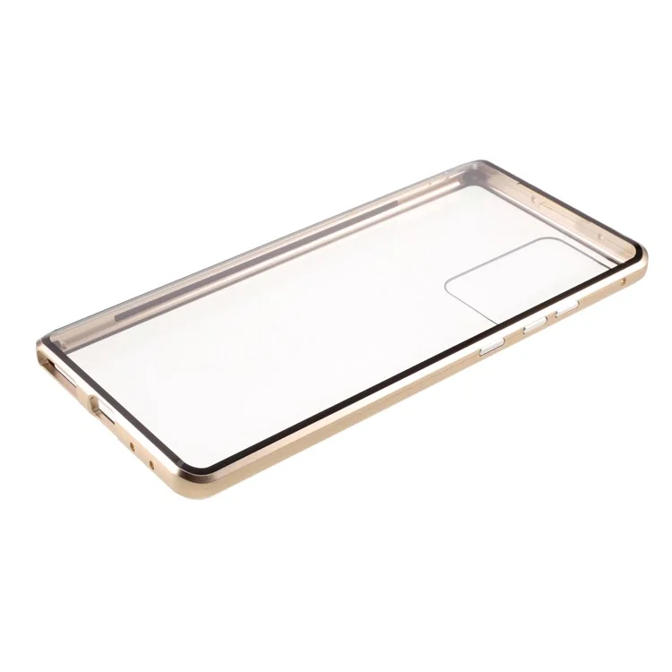 Double-sided Tempered Glass + Magnetic Adsorption Metal Frame Cover for Samsung Galaxy Note20 Ultra/Note20 Ultra 5G - Gold