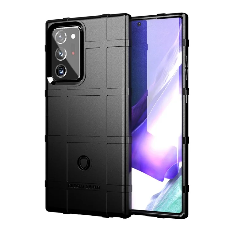 Funda de Accesorios Rugged Shield con Textura de Cuadrícula Cuadrada de TPU para Samsung Galaxy Note20 Ultra/Note20 Ultra 5G - Negro