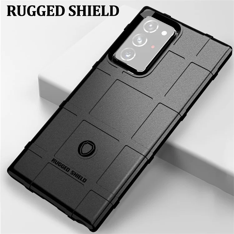 Funda de Accesorios Rugged Shield con Textura de Cuadrícula Cuadrada de TPU para Samsung Galaxy Note20 Ultra/Note20 Ultra 5G - Negro