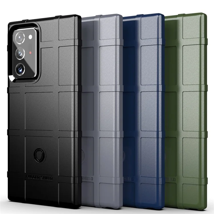 Funda de Accesorios Rugged Shield con Textura de Cuadrícula Cuadrada de TPU para Samsung Galaxy Note20 Ultra/Note20 Ultra 5G - Negro